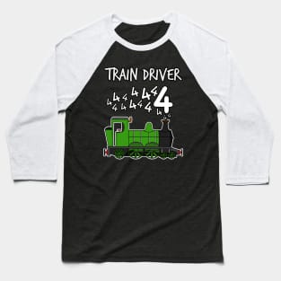 Train Driver 4 Year Old Kids Steam Engine Baseball T-Shirt